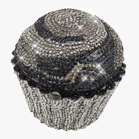NWT Sparkling Bling Swarovski Crystal Rhinestone Cupcake Clutch Purse Ba…